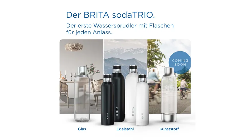 BRITA sodaTRIO Edelstahlflasche groß weiß 0,9l