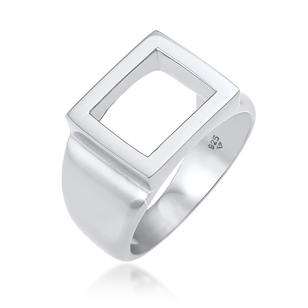 KUZZOI KUZZOI Bague Siegelring Herren Rechteckig 925 Silber Bague