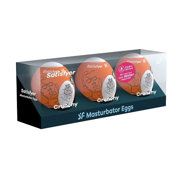 „Satisfyer“ masturbatorių kiaušinio formos 3 dalių rinkinys, „Crunchy uka“