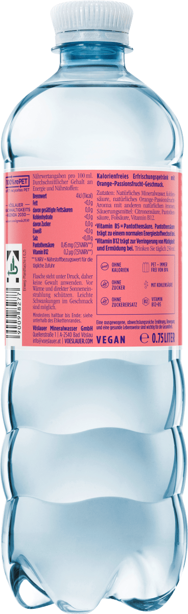 Erfrischungsgetränk, Orange Passion Plus Vitamin B12 + B5, 0,75 l EINWEG