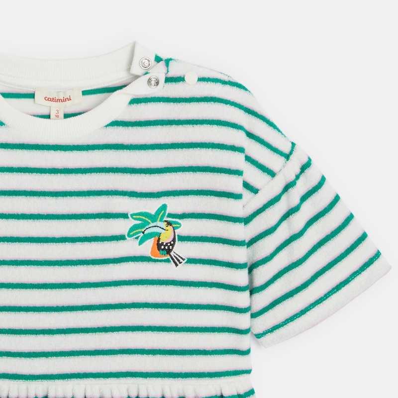 Robe bébé fille blanchehe à rayures vertees bébé fille Catimini