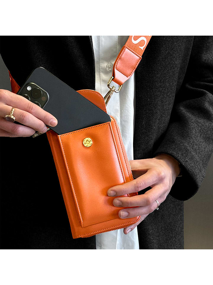 ATELIERS SAINT GERMAIN Leder-Handytasche in Orange - (B)15 x (H)8 x (T)2 cm günstig kaufen onesize