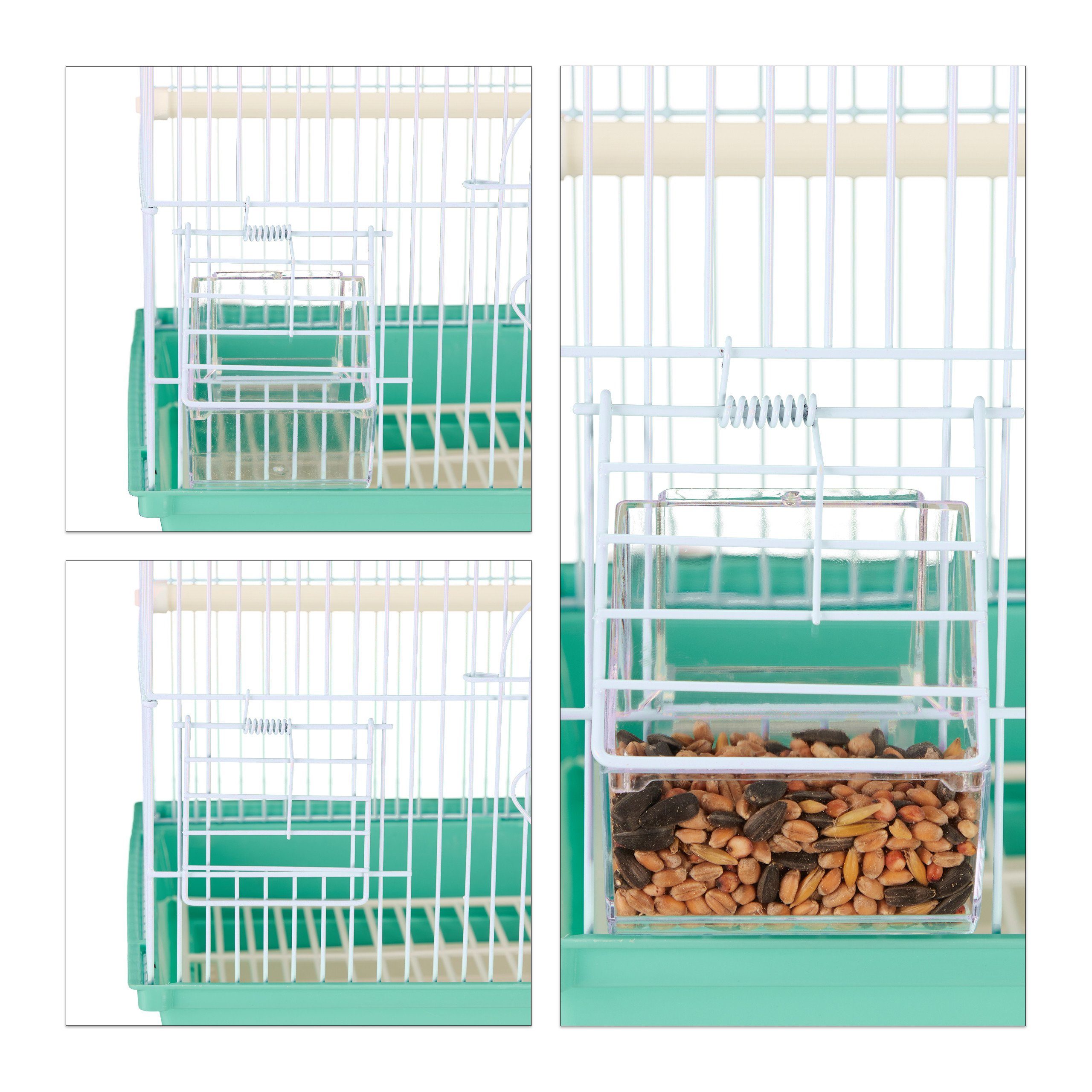 relaxdays Vogelkäfig Vogelkäfig mit Sitzstangen, Grün