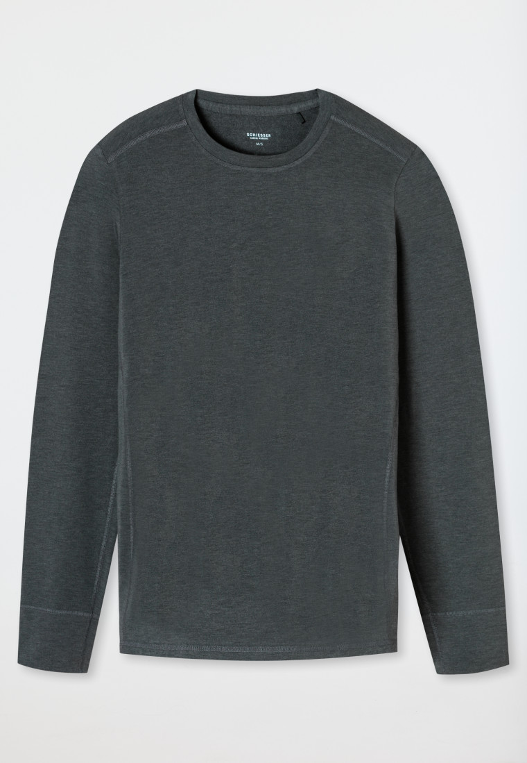 Shirt langarm wärmend dunkelgrau meliert - Casual Warming