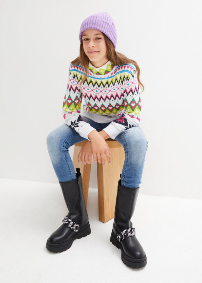 Mädchen Rollkragenpullover mit Norwegermuster