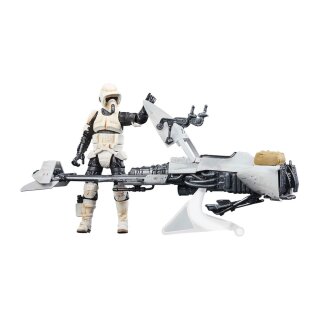 Star Wars: The Mandalorian Vintage Collection Fahrzeug mit Figuren Speeder Bike with Scout Trooper & Grogu
