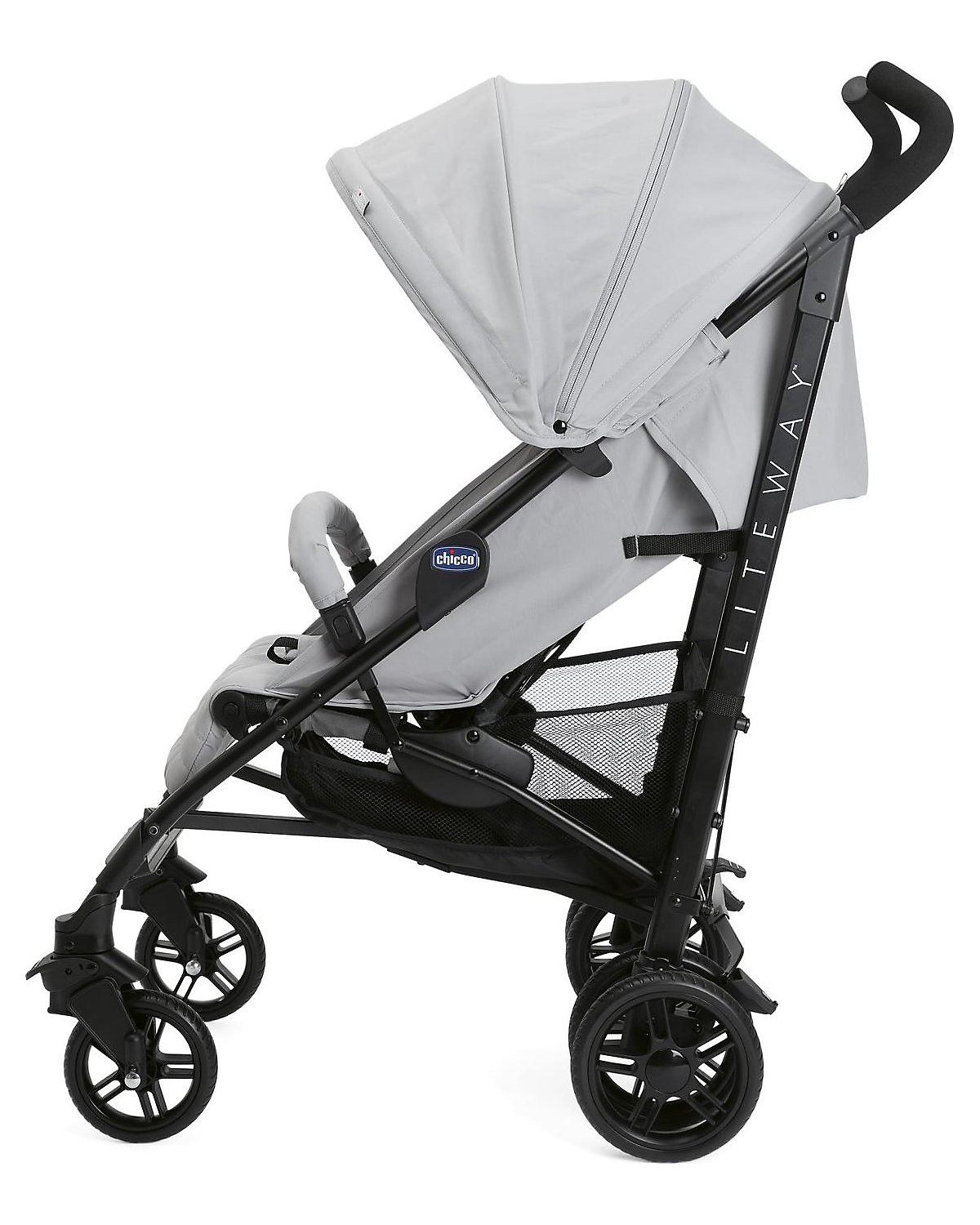 Buggy Sportwagen Lite Way4 grau, mit faltbarem Frontbügel 22Kg Traglast, mit neuem großen Verdeck und Textilen Design, inkl. Regenschutz, Einhängekorb