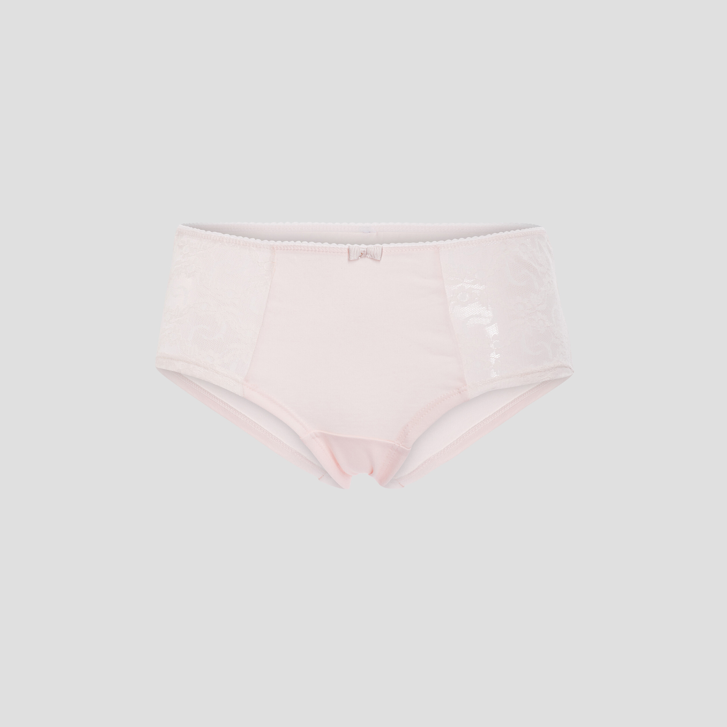 Shorty en coton avec dentelle rose poudrée femme | La Halle