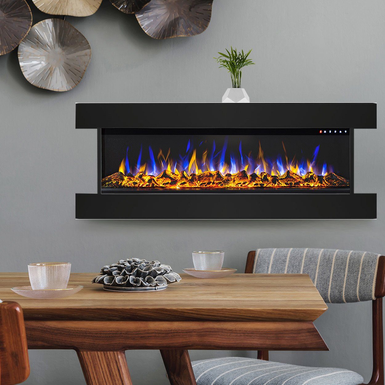 GLOW FIRE Elektrokamin Insert Clear, mit Heizfunktion bis 1600W, Fernbedienung & Abschaltautomatik