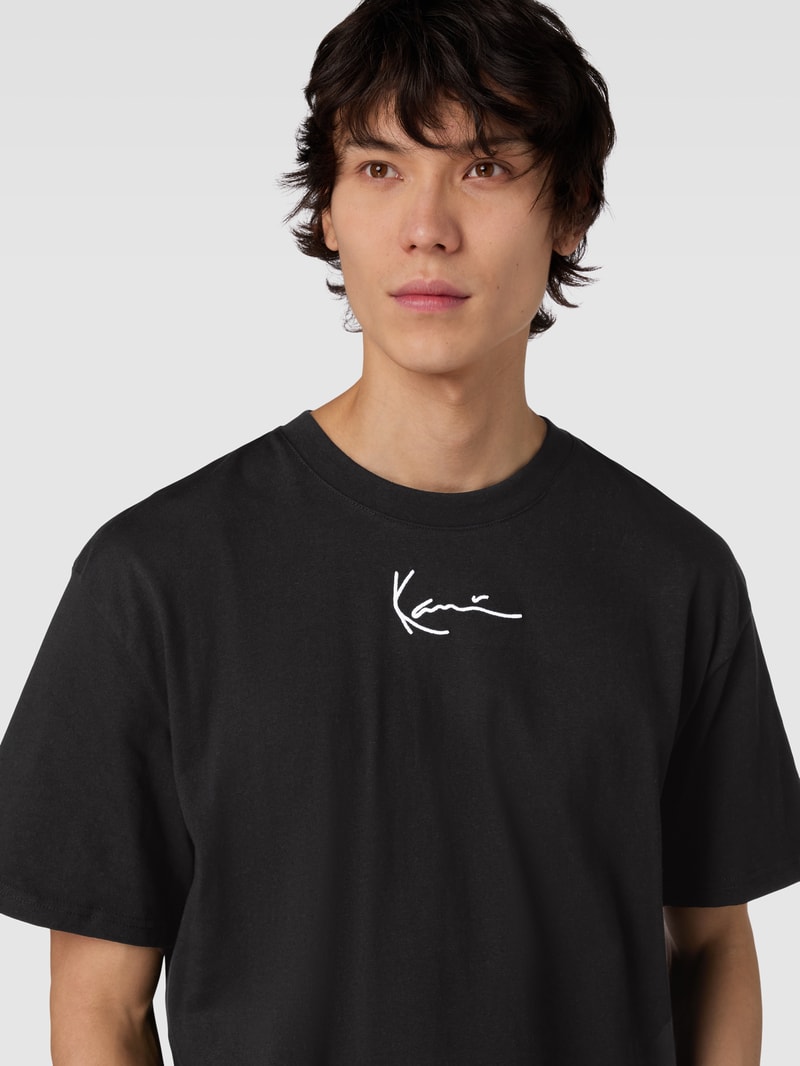 Oversized T-Shirt mit Logo-Stitching in black