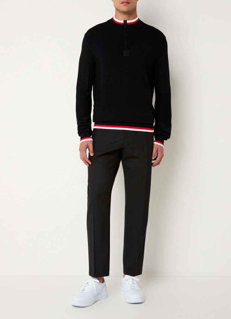 HUGO BOSS Selo fine-knit sweater with half zip and logo