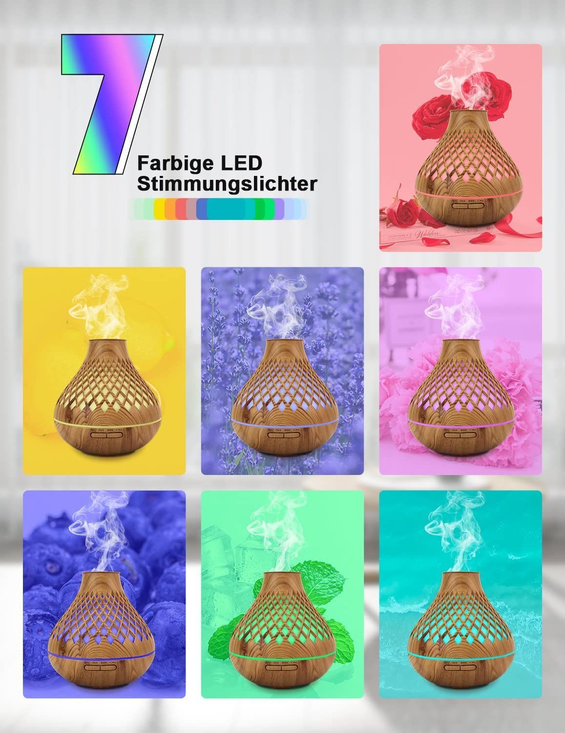 zggzerg Luftbefeuchter Zggzerg Aroma Diffuser, 500ml Diffusor für Ätherische Öle
