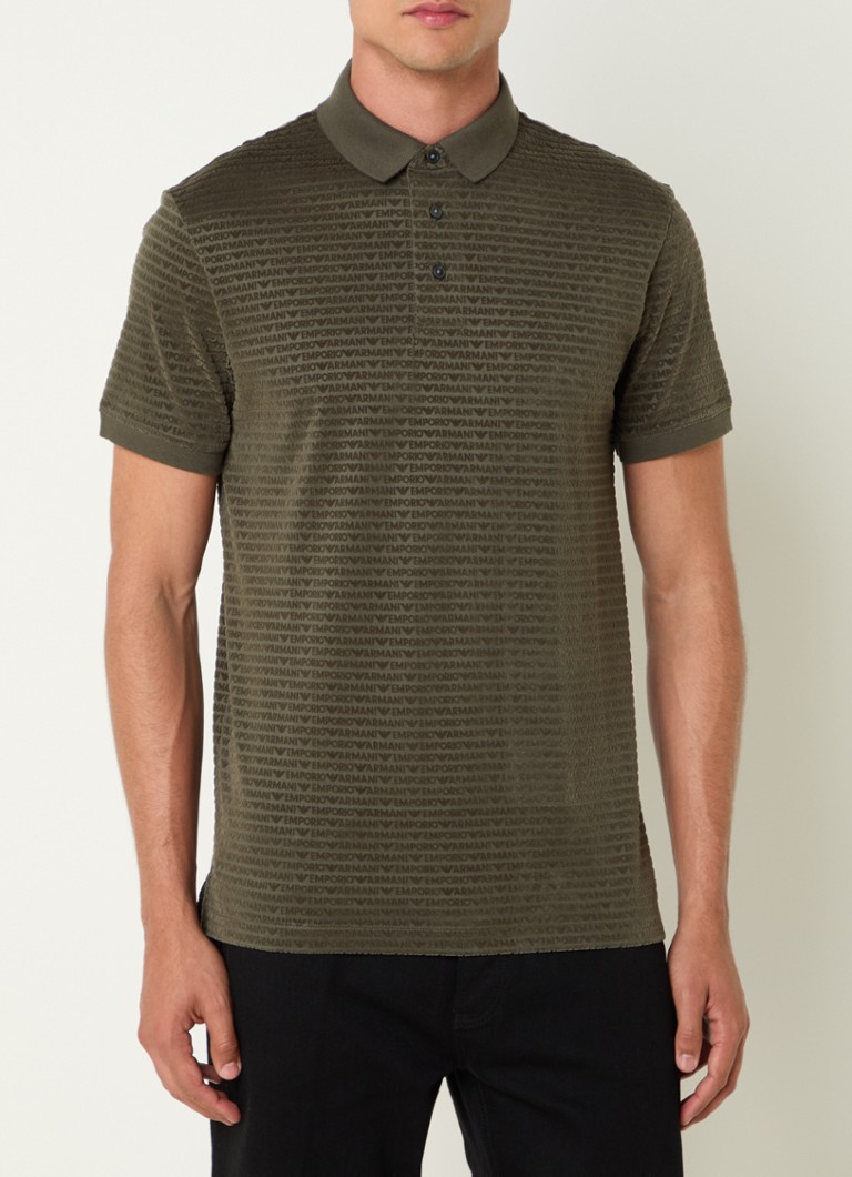 Emporio Armani regulāra piegriezuma polo krekls no liocela maisījuma ar pūkaina logotipa apdruku.
