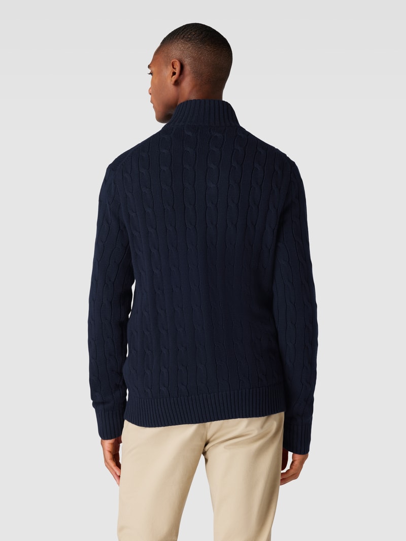 Strickjacke mit Logo-Stitching in marineblau