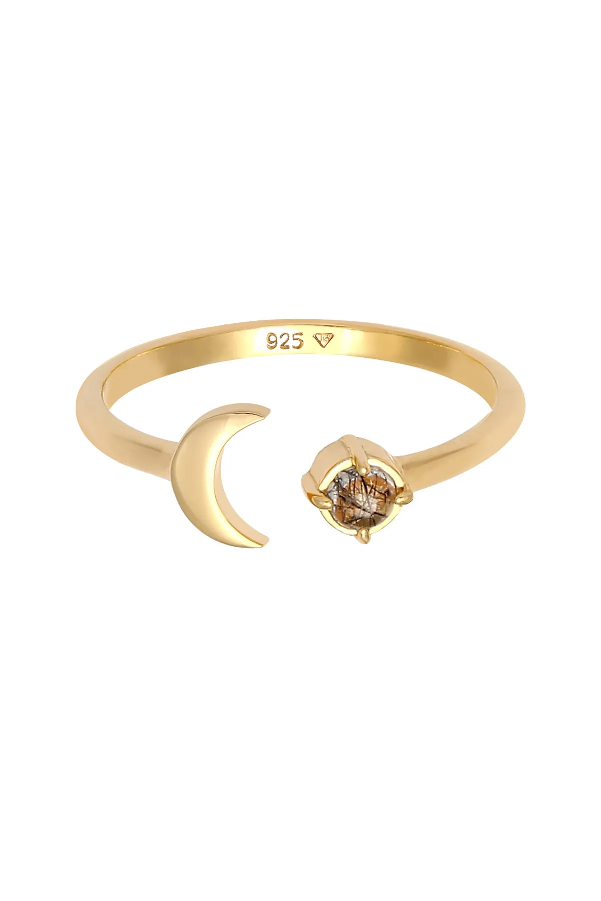 ELLI  Ring Halbmond Turmalin Offen Astro Design 925 Silber
