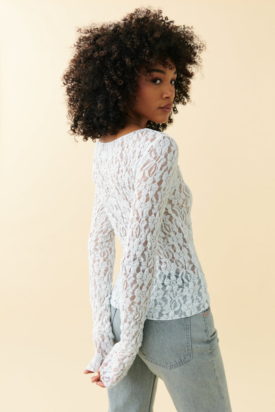 Asymmetric lace top