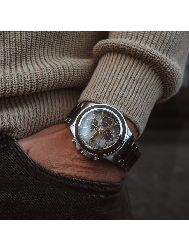 Holzkern Herrenuhr Solar-Chronograph Kairo Ahorn Schwarz/Marmor günstig kaufen onesize