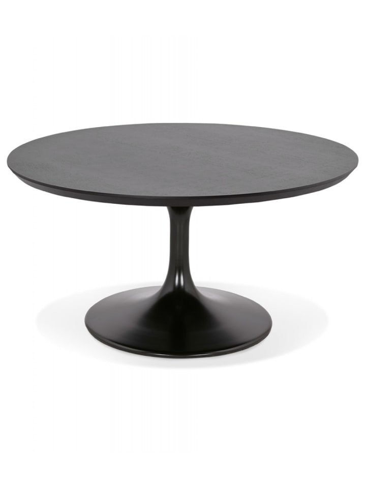 KADIMA DESIGN Runder Salon Couchtisch aus Holz und Metall | Minimalistisches Design in Schwarz günstig kaufen onesize
