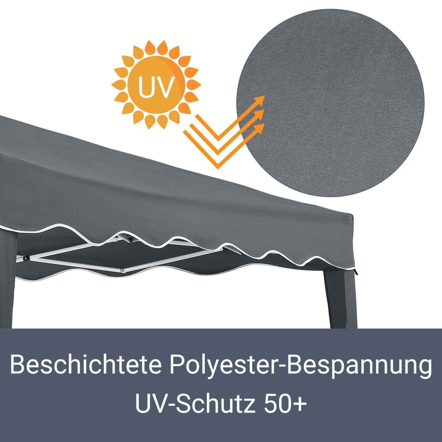 Juskys Faltpavillon Vivara, stabiles Gestell, mit Einrastfunktion, höhenverstellbar