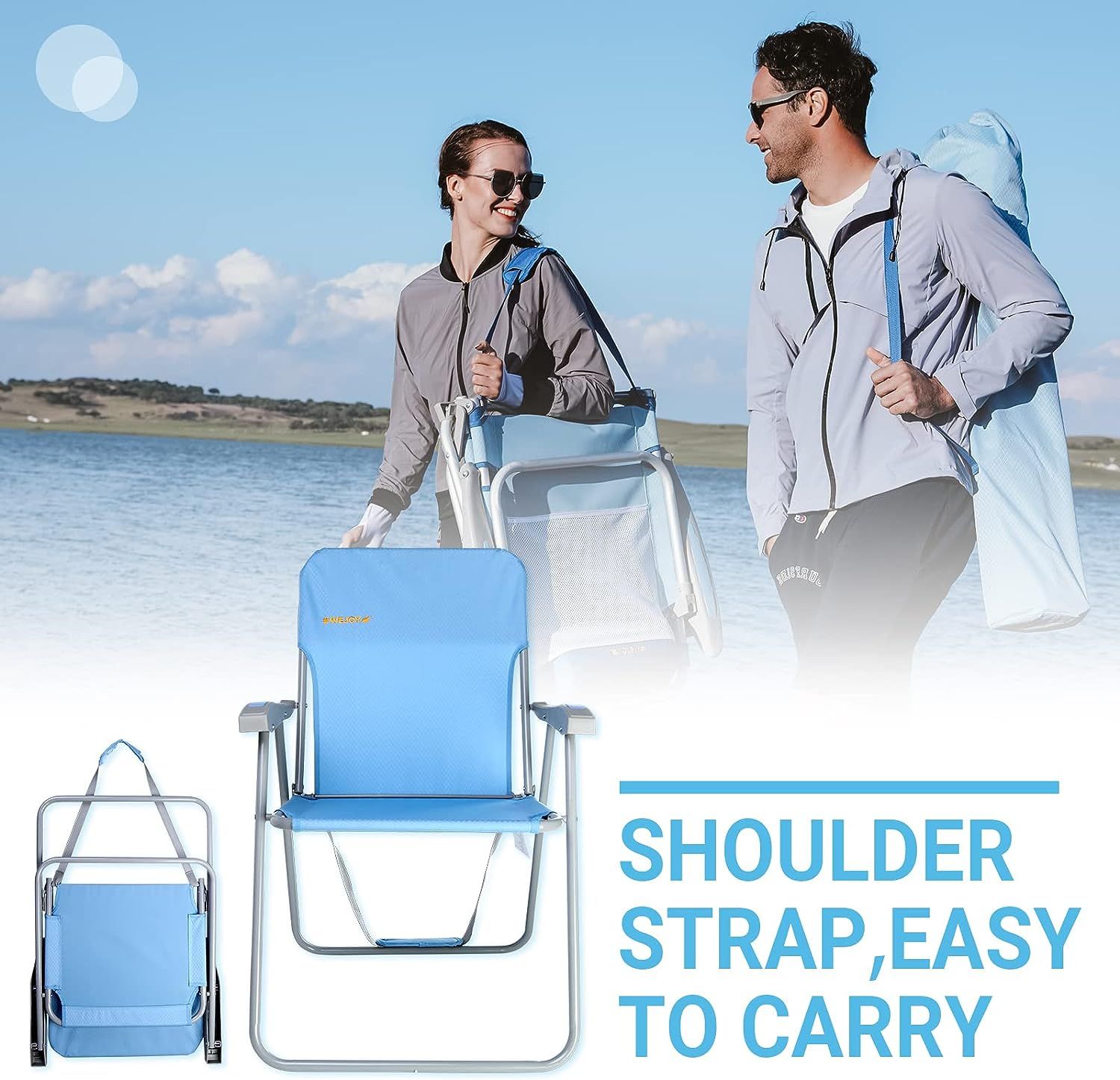 WEJOY Set von 2 Tragbare Strandstühle
