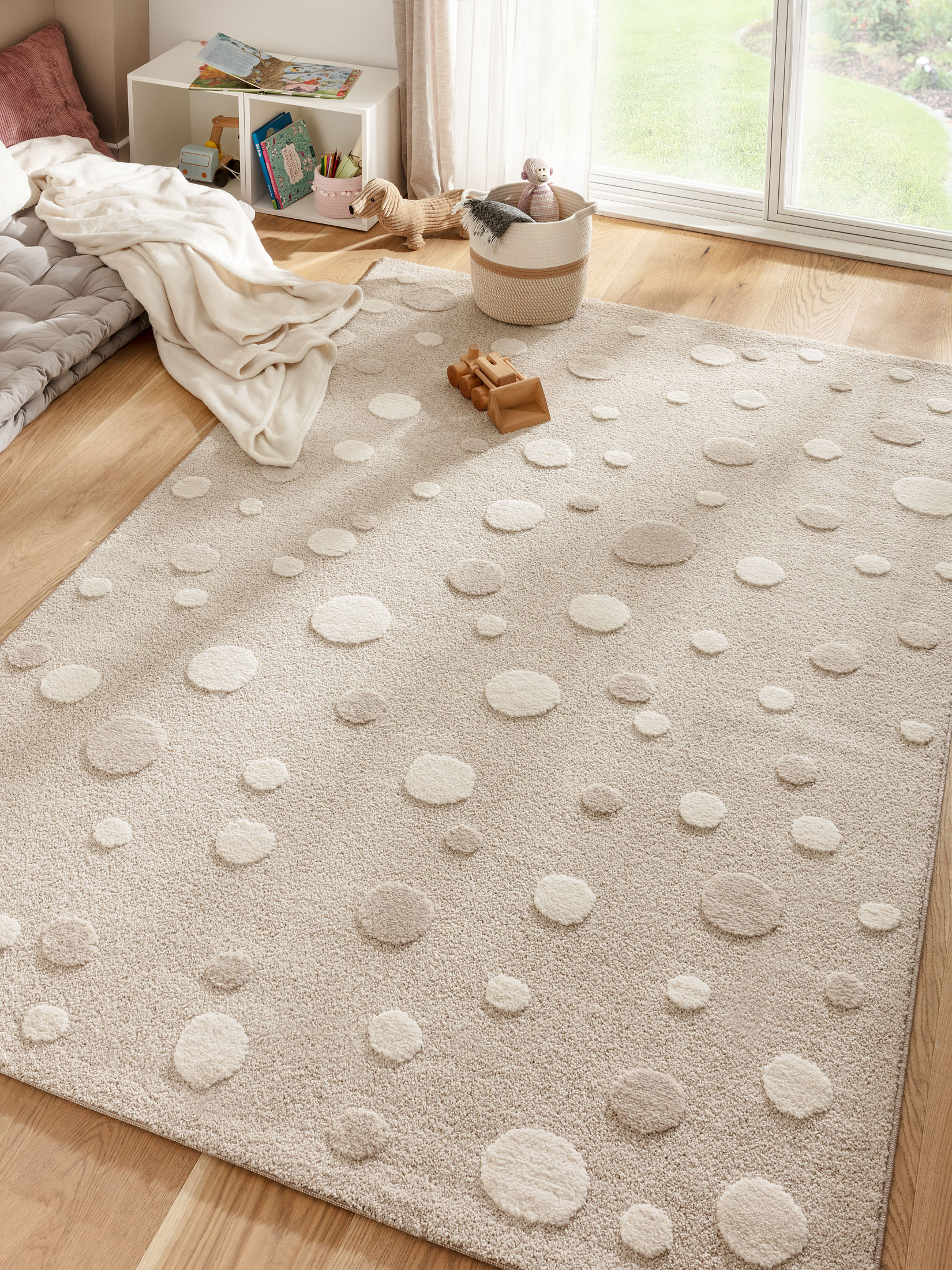 Pünktchen Kinder-Teppich, Hellbeige