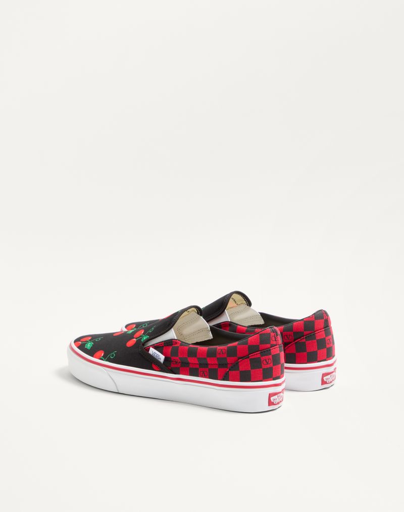 Sneaker Slip-On Valentino Garavani And Vans In Tessuto Con Stampa Maxi Cherryfic E Stampa VLogo Checkerboard