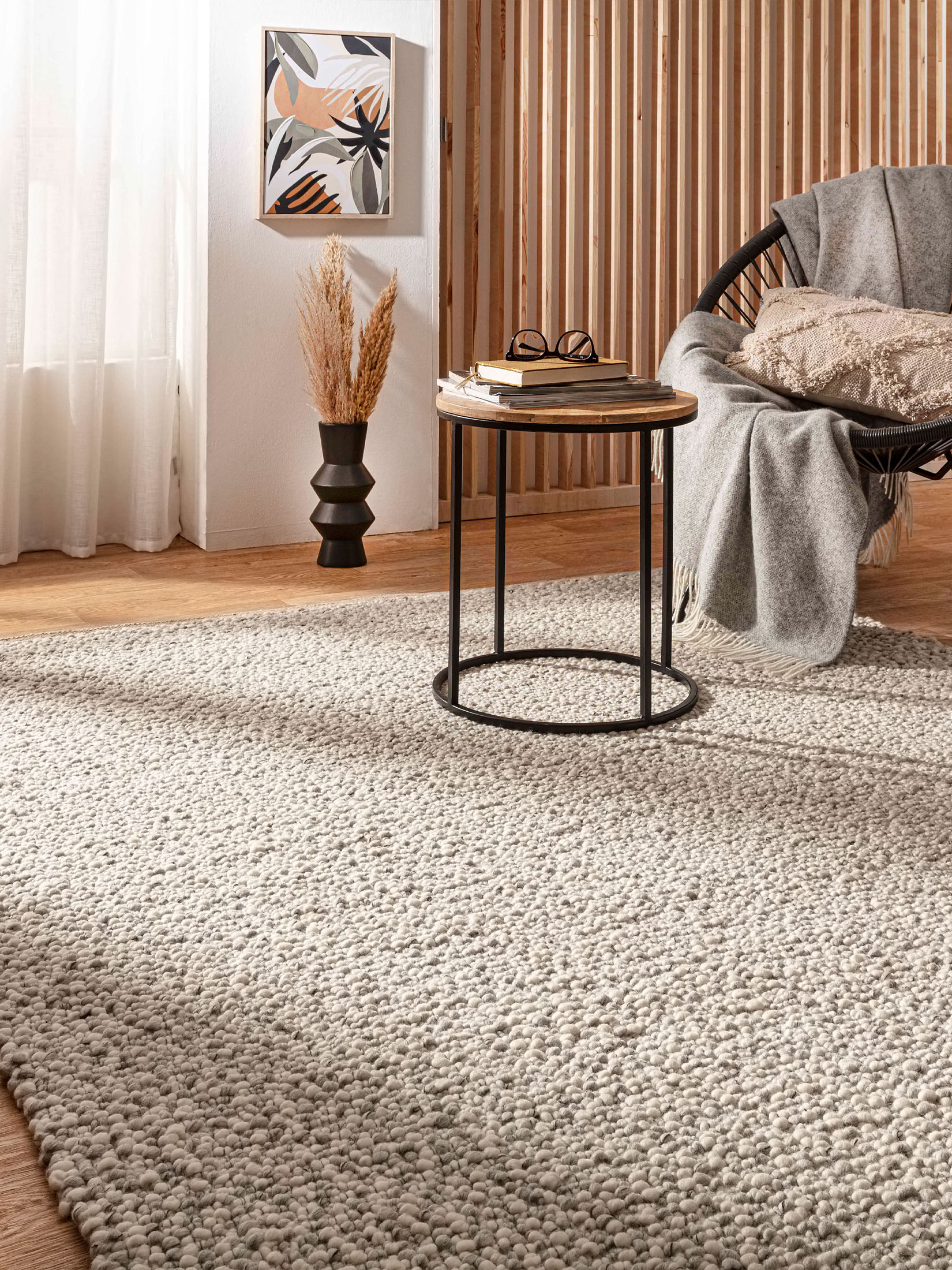 Solberga Woll-Teppich, Grey´n White
