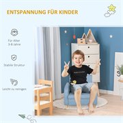 HOMCOM Kindersessel Kindersofa mit dickem Schaumstoff und dicken Sitzkissen Kindercouch Stuhl Liegesofa mit Anti-Rutsch-Füßen für 3-8 Jahre Kinder Holz Leinen Schaumstoff Blau 49x45x44,5 cm