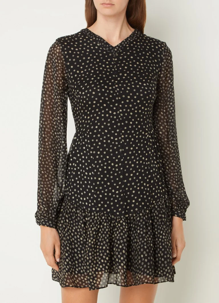 Whistles Mini tunic dress with smocking and polka dot print