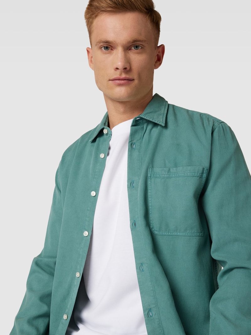 Freizeithemd im Denim-Look in neon blau