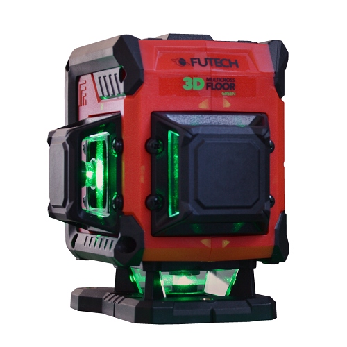 Futech 026.3FG-S Multicross 3D Bodenlaser-Set (kabellos, Kreuzlinienlaser), grün, inkl. Akku und Stativ in Tasche