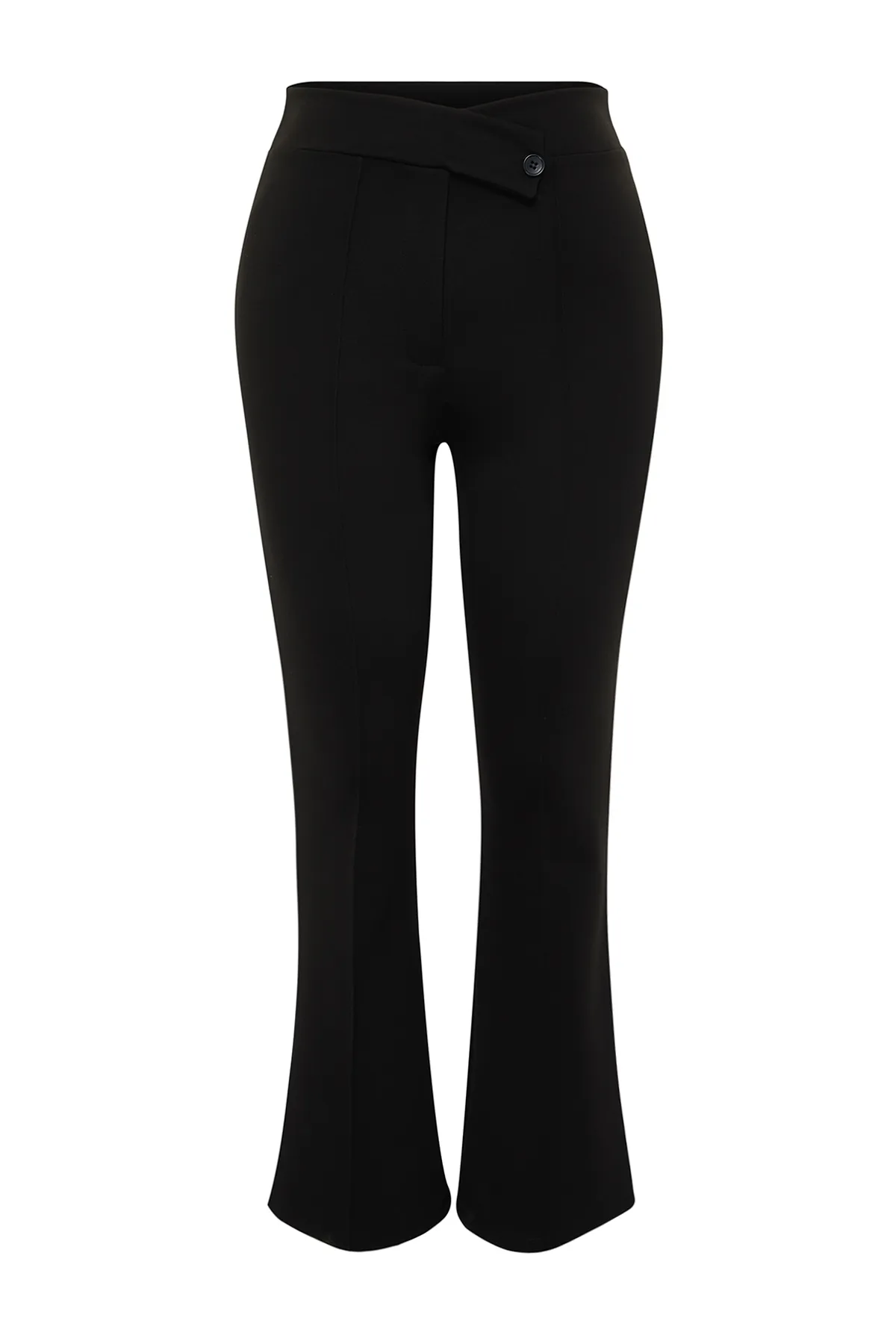 Trendyol Curve  Schwarze Strickhose mit asymmetrischer Taille und Detail TBBSS24AR00002