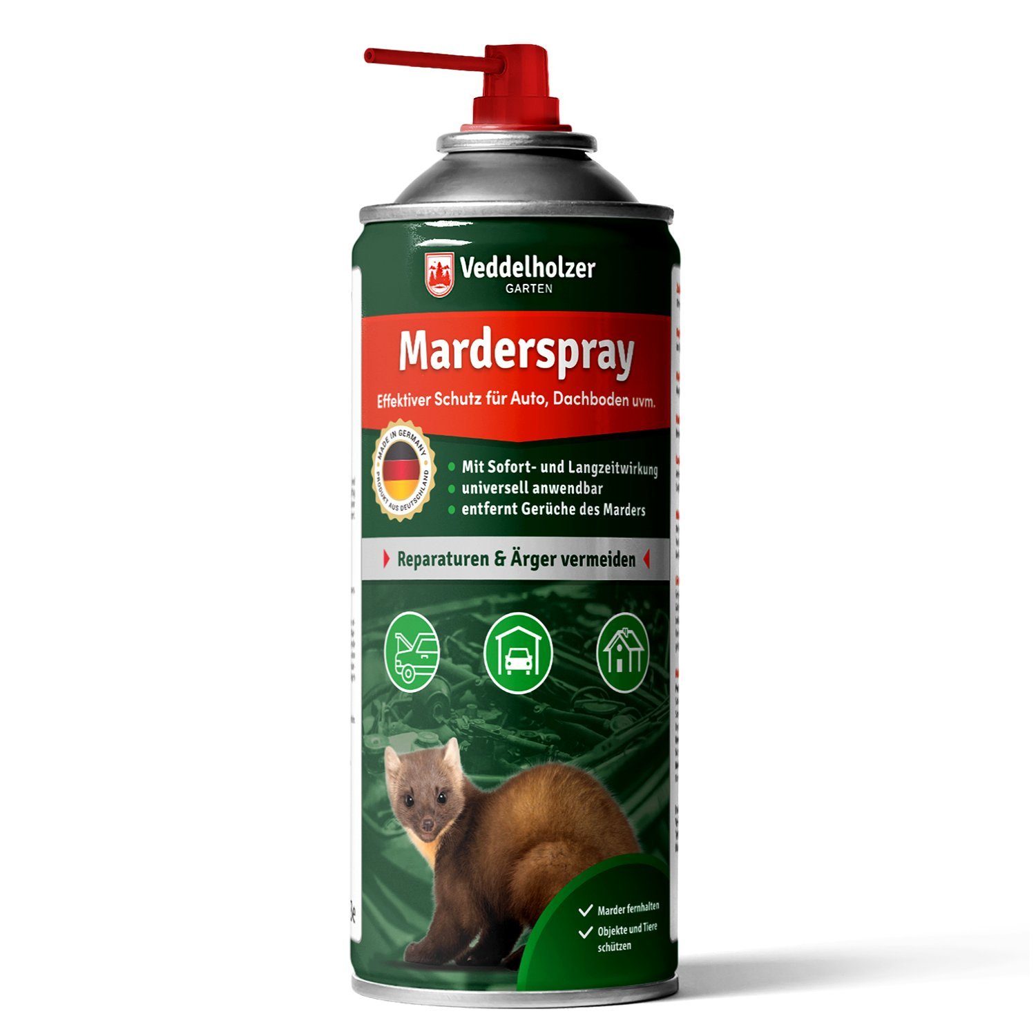 Veddelholzer Garten Marderspray Auto Dachboden & Garage 400 ml Sofortiger Langfristiger Schutz Marder, 400 ml, 400 ml