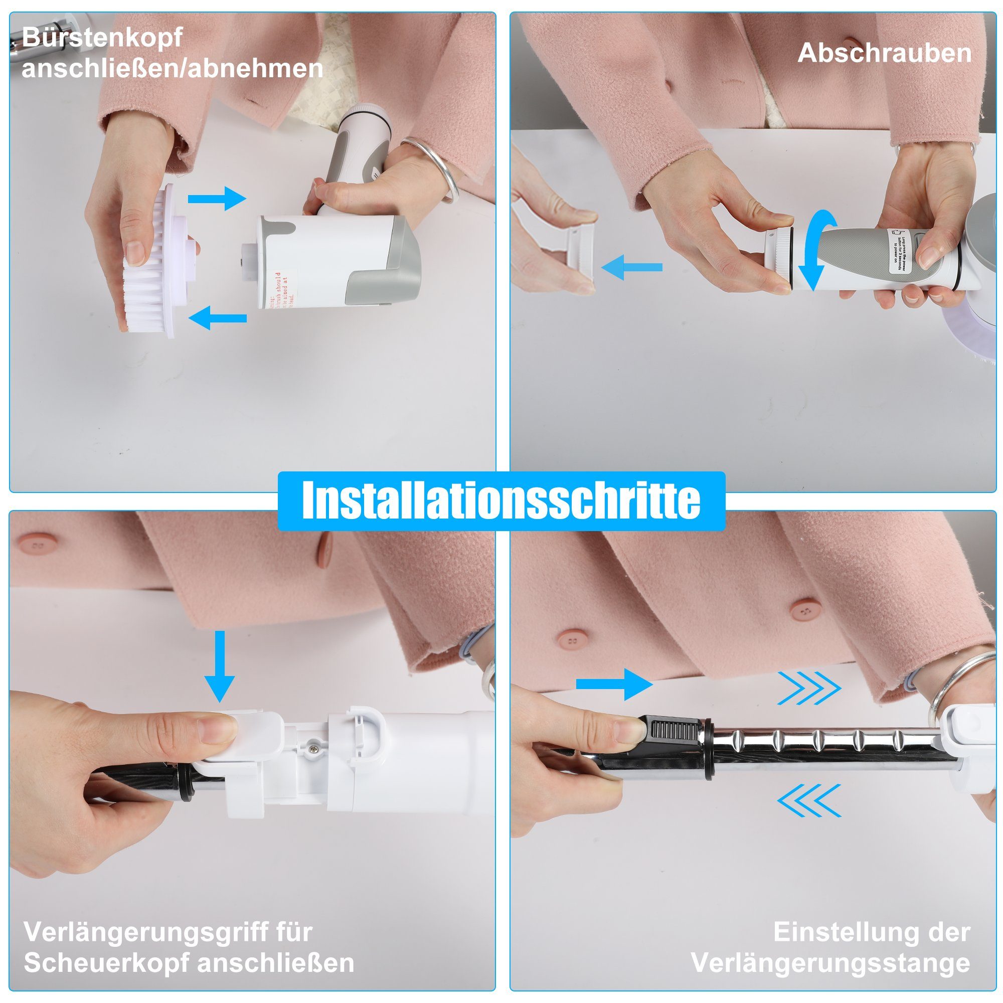 Vbrisi Reinigungsbürste Elektrische Reinigungsbürste Spin schrubber aufladbar felgenbürste