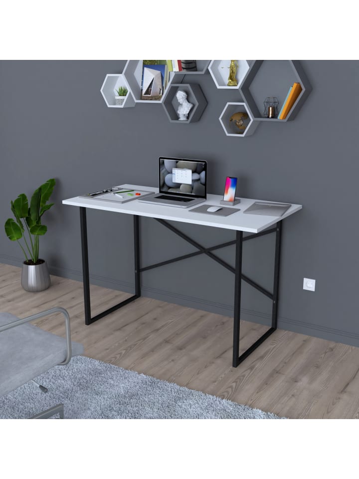 en.casa Schreibtisch Tjeldsund in Weiß (H)75cm (B)60cm (L)120cm günstig kaufen onesize