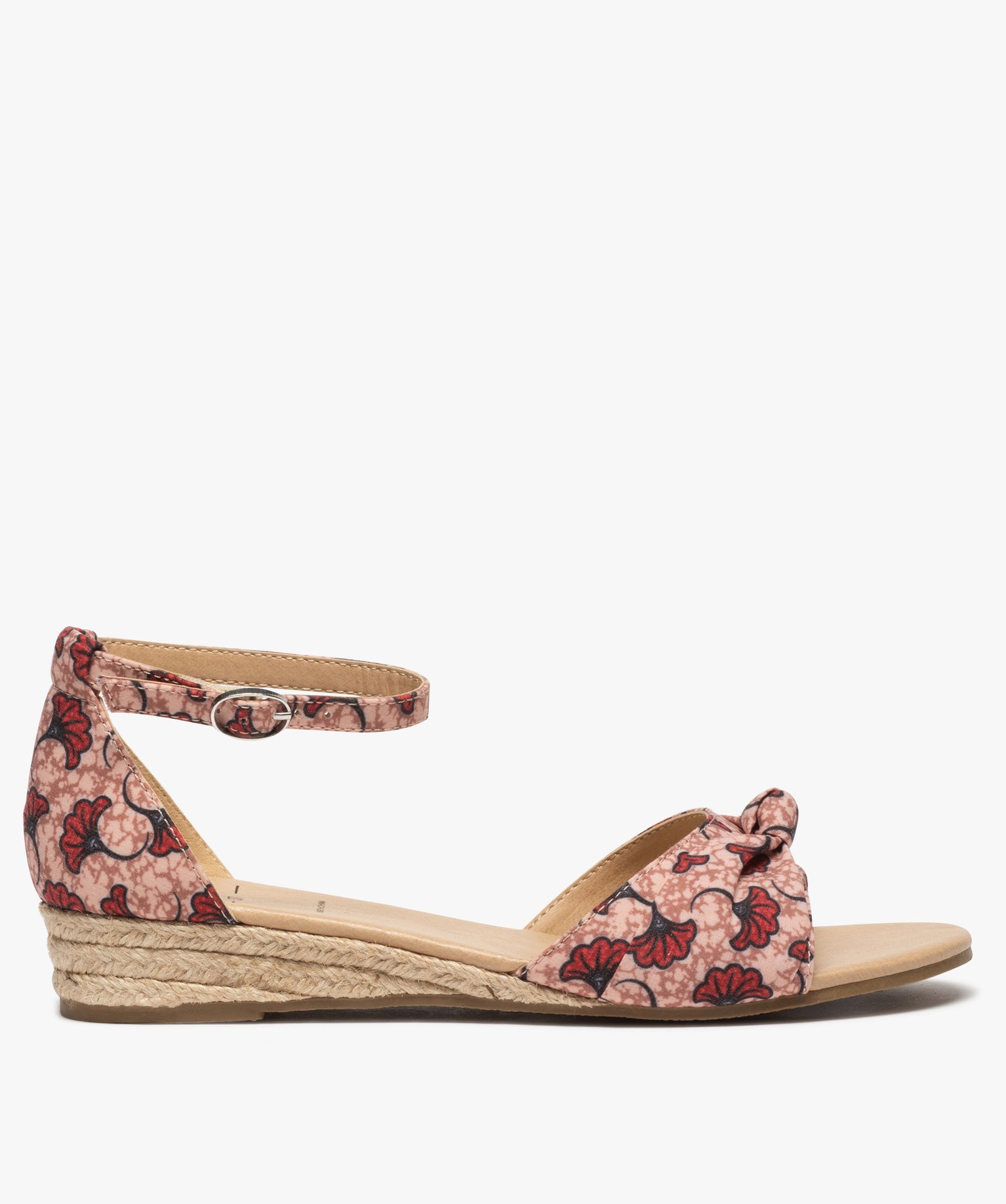 Sandales femme à petit talon compensé et dessus drapé multicolore | GEMO