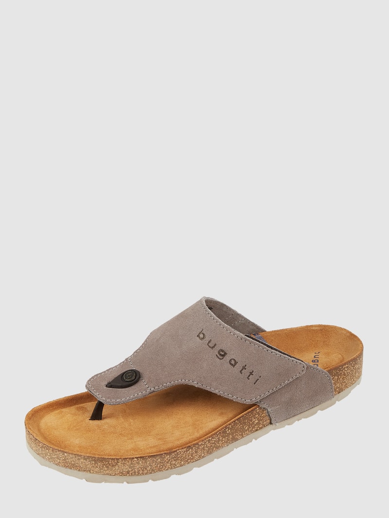 Zehentrenner aus Veloursleder in taupe
