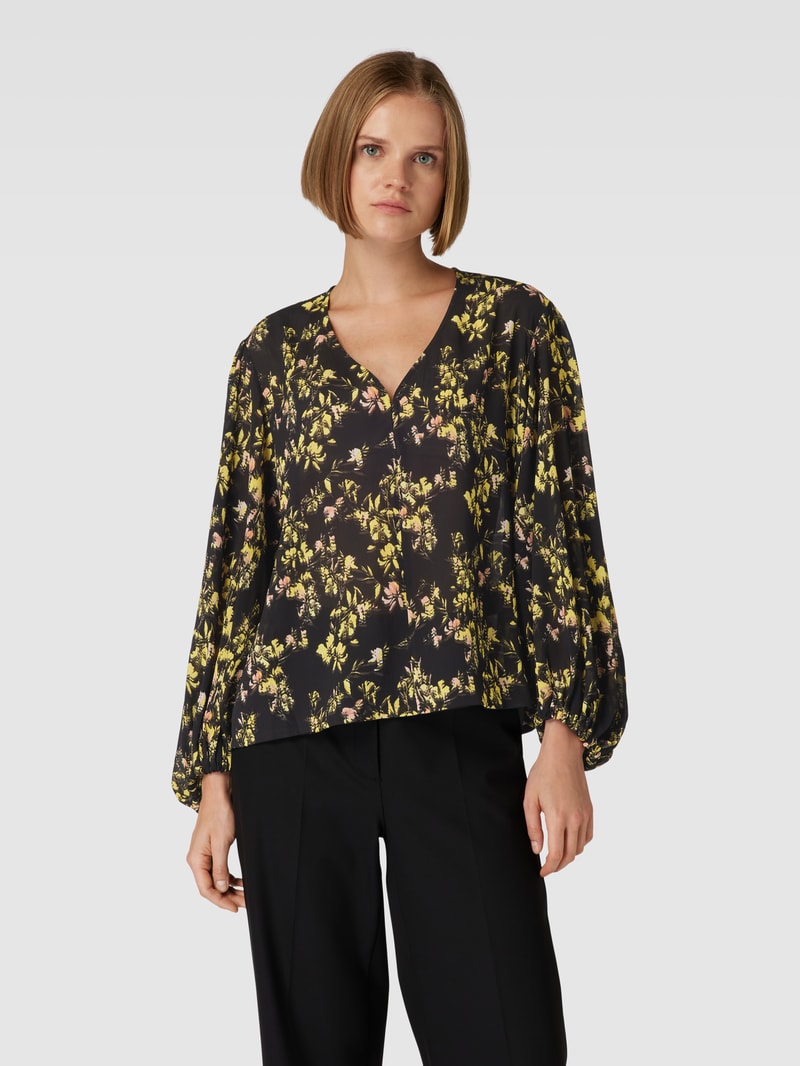 Bluse mit floralem Allover-Muster Modell 'Carmelara' in schwarz