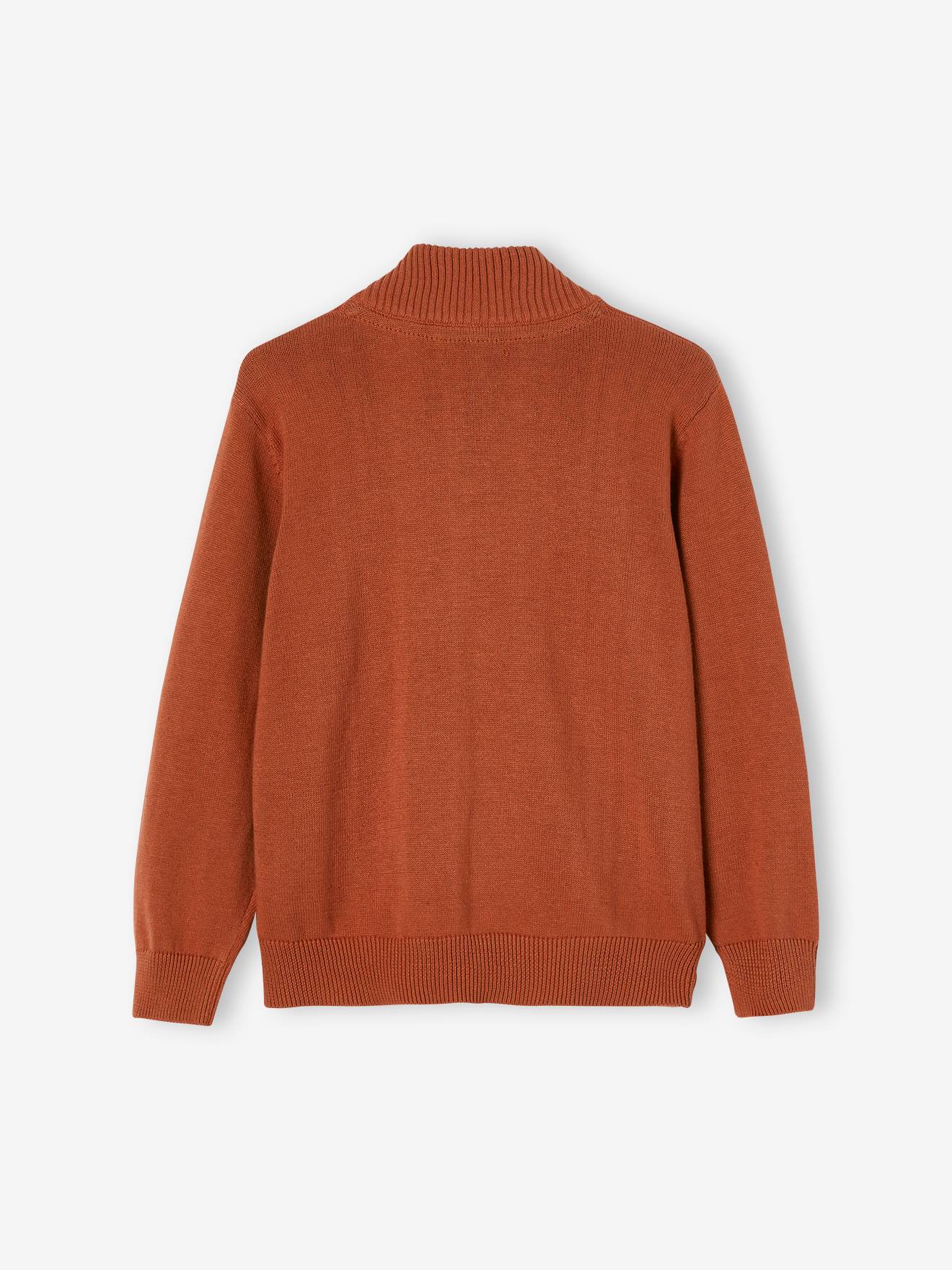 Gilet zippé col montant garçon noisette