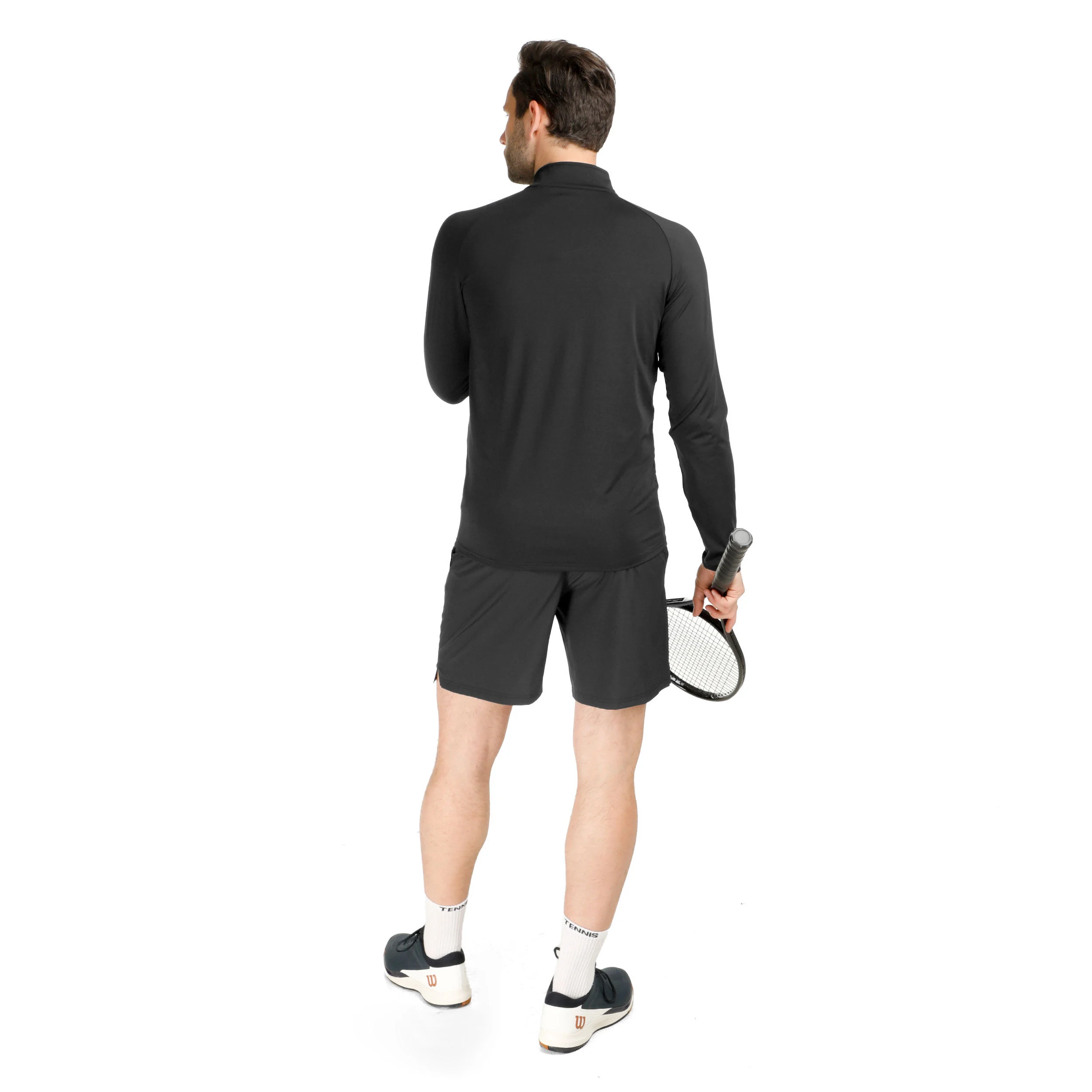 Big Serve 1/4 Zip Longsleeve Herren - Schwarz, Weiß