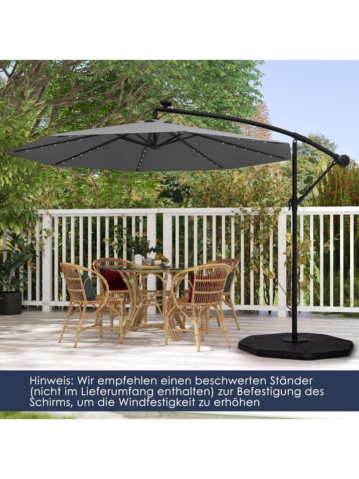 COSTWAY Sonnenschirm 300 cm mit LED in Anthrazit günstig kaufen onesize