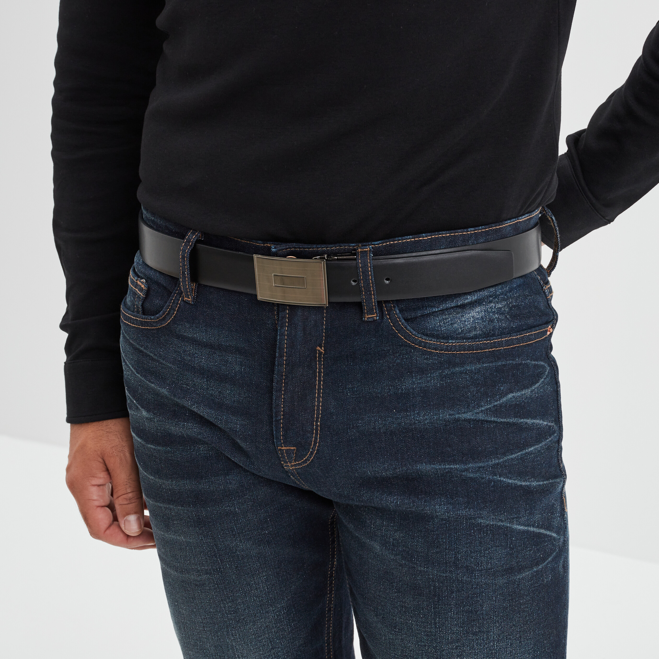 Ceinture réversible noir homme | La Halle