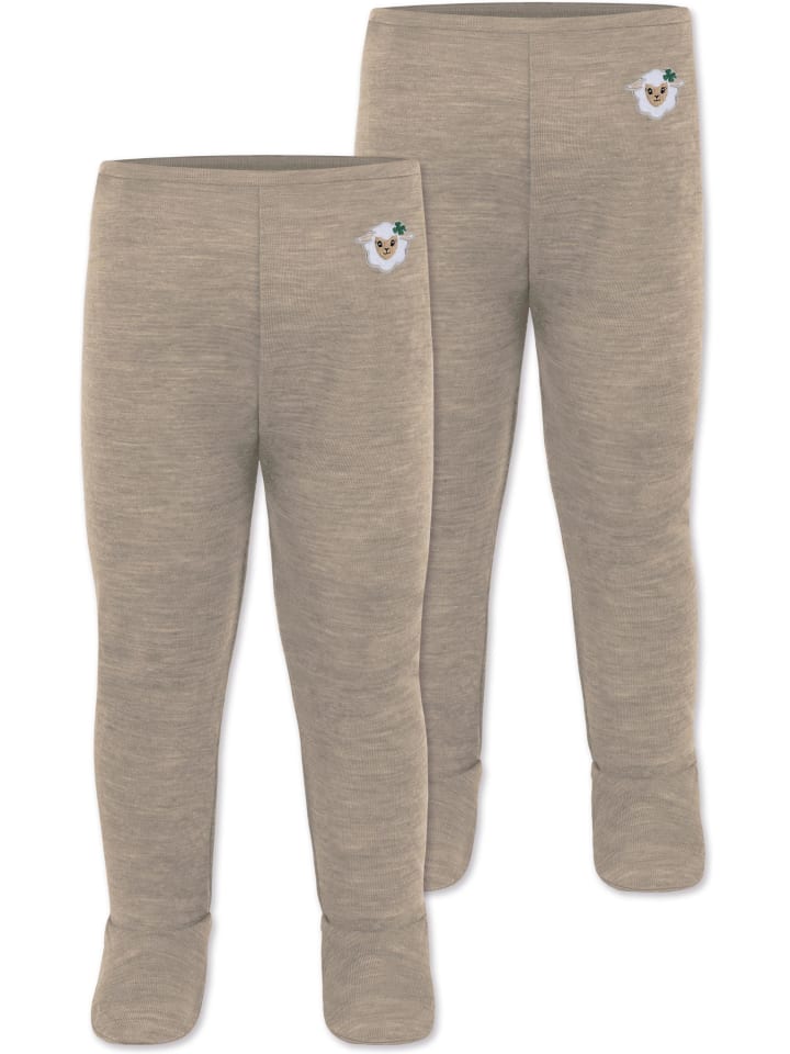 Normani Outdoor Sports 2er Pack Baby Merino Hose mit Füßen in Beige günstig kaufen