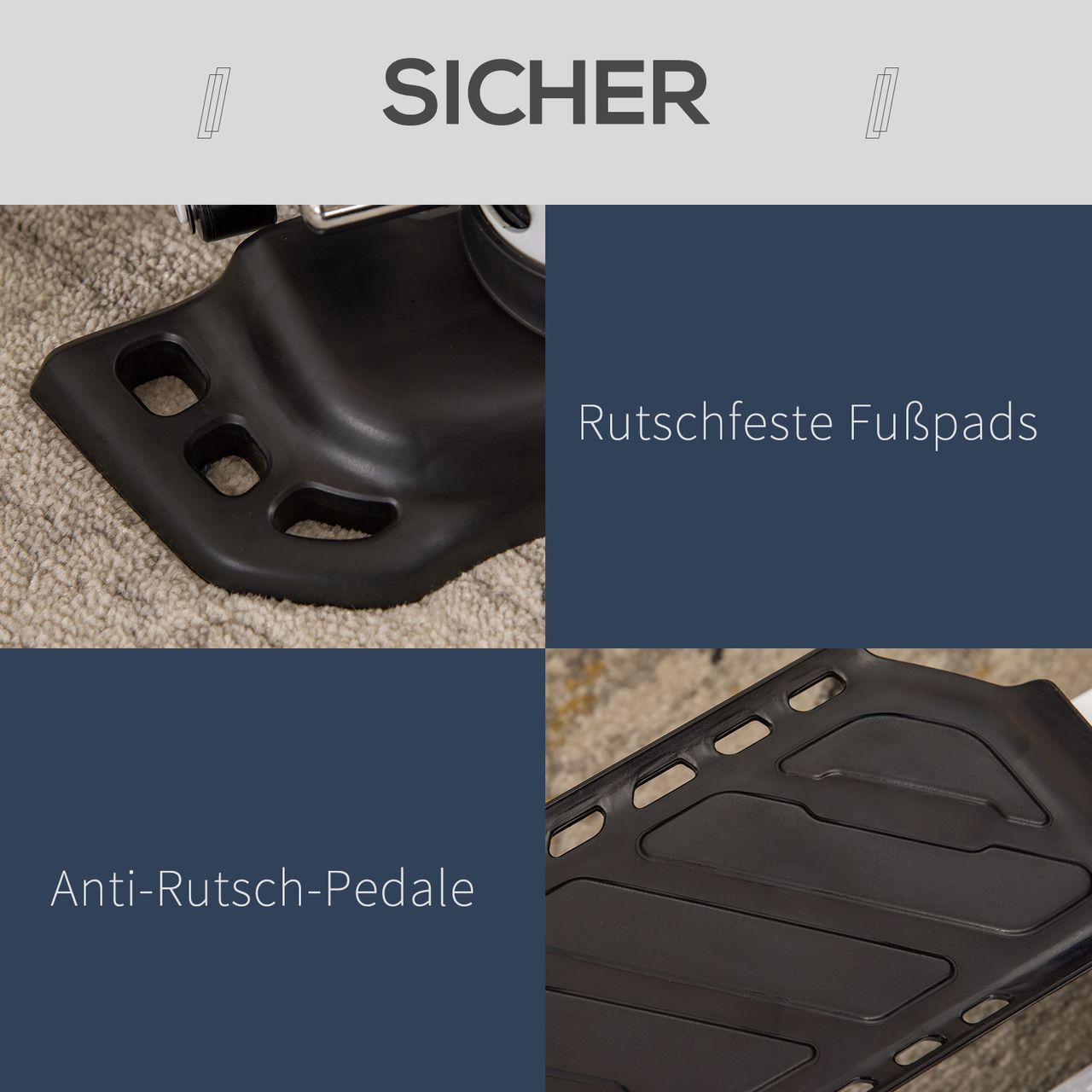 HOMCOM Mini Stepper Minifahrrad Metall ABS Weiß Schwarz