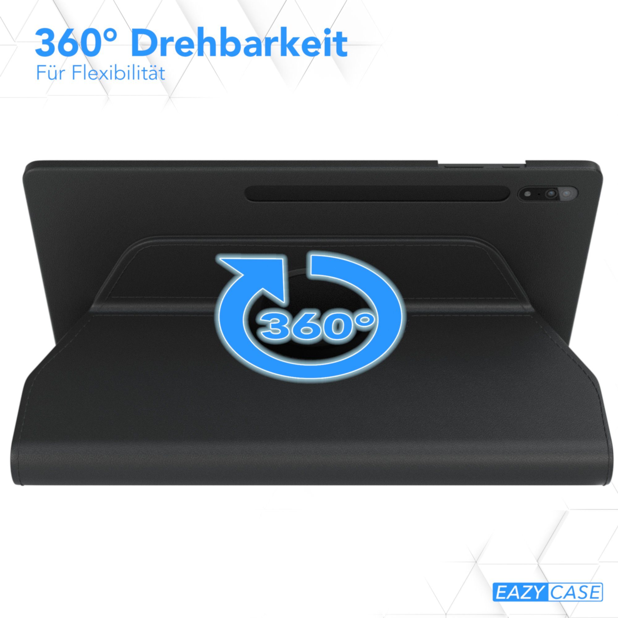 EAZY CASE Tablet-Hülle Rotation Case für Samsung Galaxy Tab S8 Ultra 14,6 Zoll, Hülle 360° drehbar mit Standfunktion Etui Anti-Kratz Tasche Schwarz