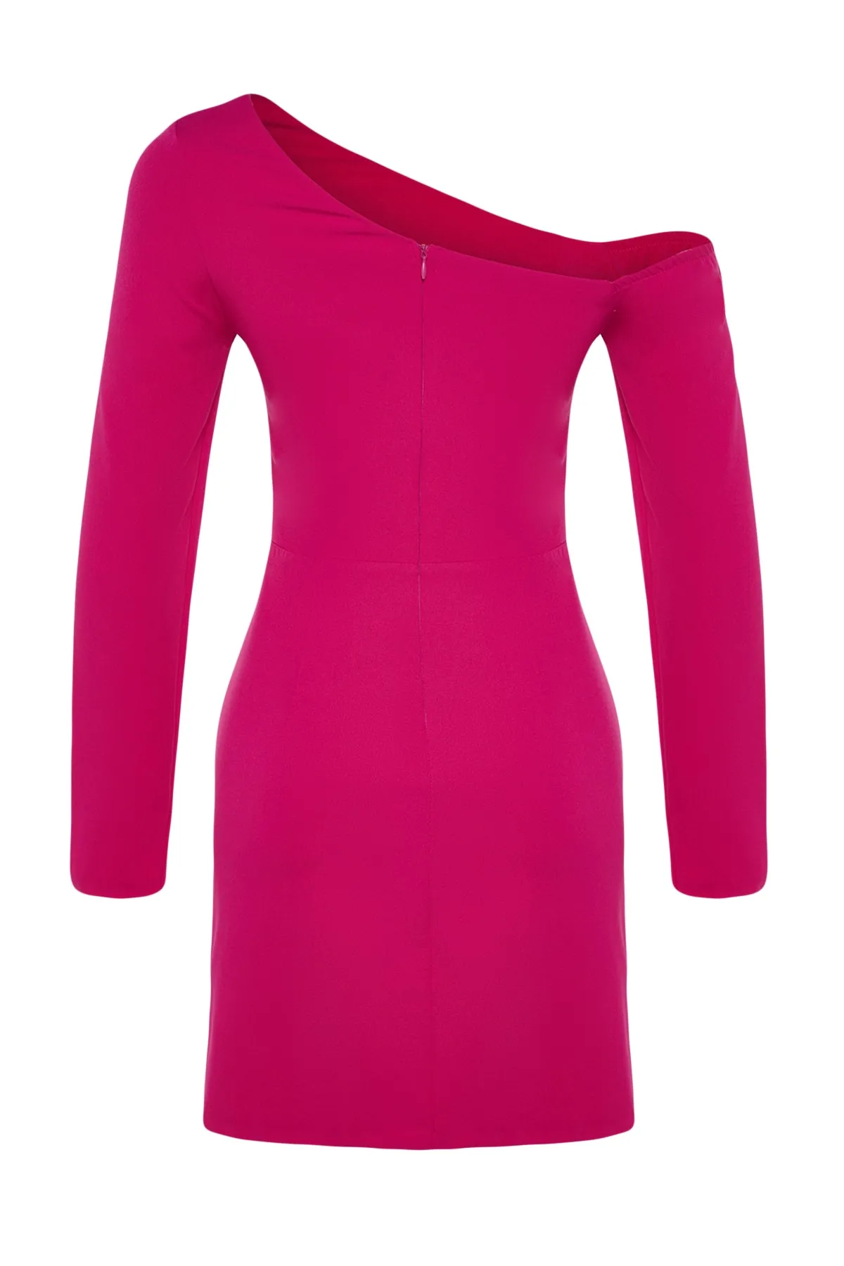 Trendyol Collection  Tailliertes, drapiertes, elegantes Abendkleid in Fuchsia TPRAW24EL00083