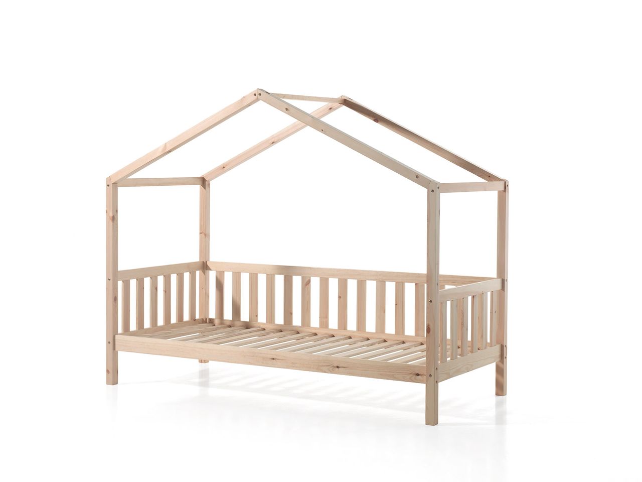VIPACK Dallas 1 Hausbett mit seitlicher Umrandung 90 x 200 cm Liegefläche, Natur