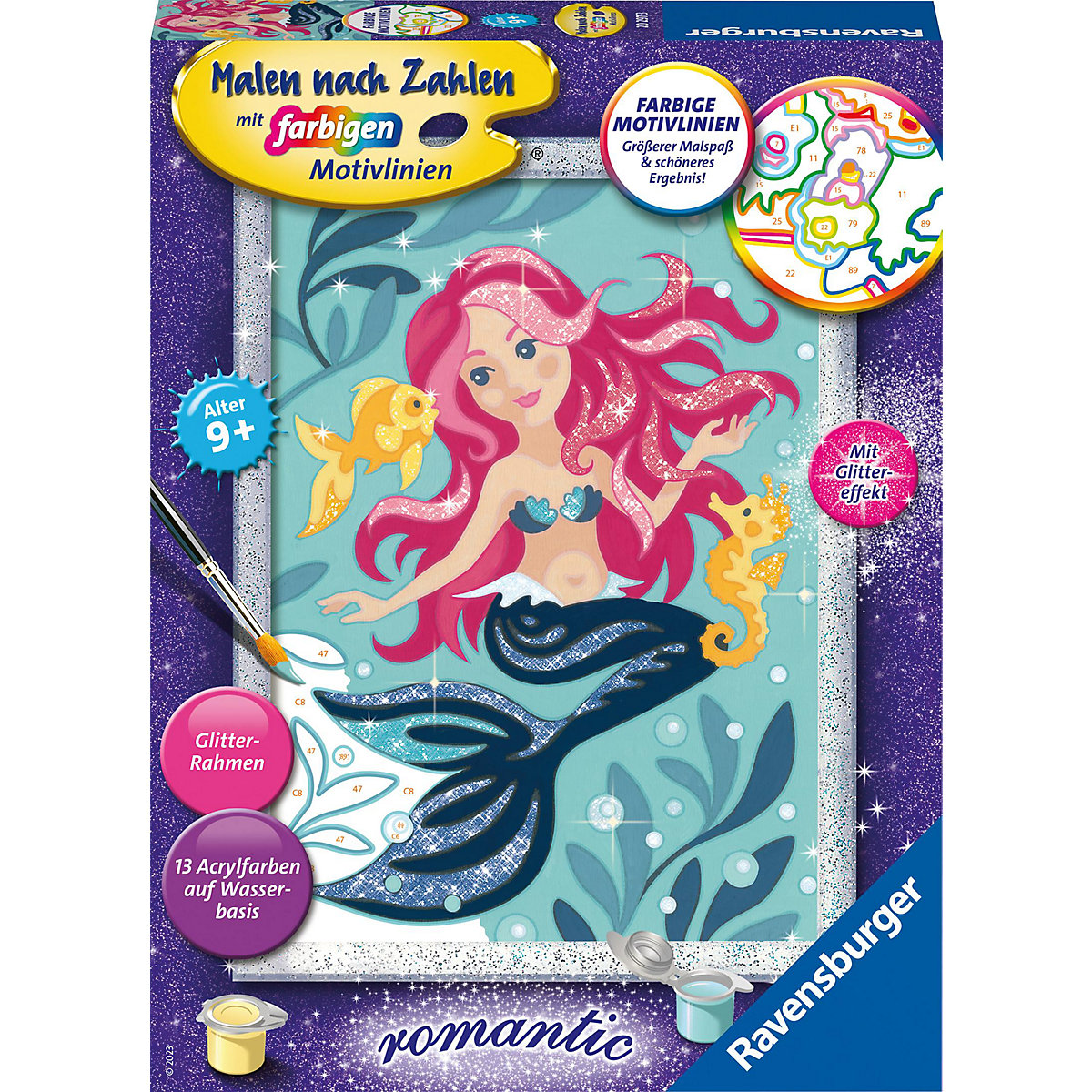 Ravensburger Malen nach Zahlen 20297 - Hübsche Meerjungfrau - Kinder ab 9 Jahren