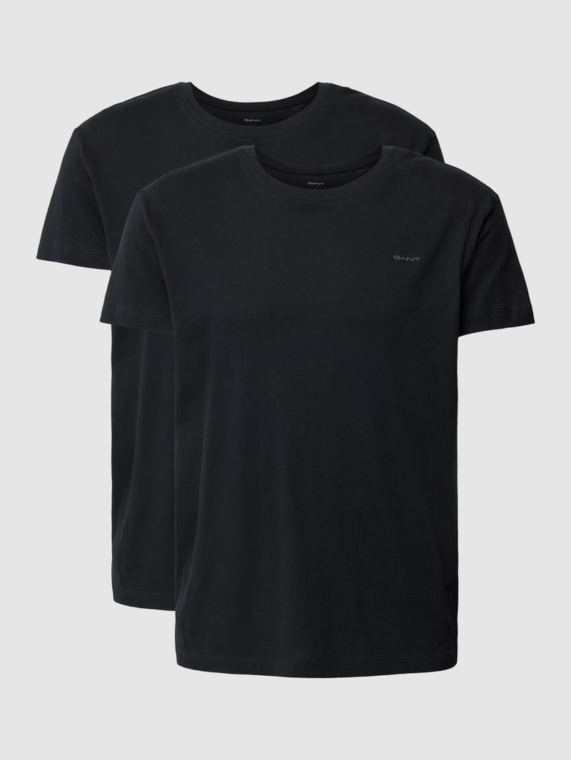 T-Shirt mit Label-Print im 2er-Pack in schwarz