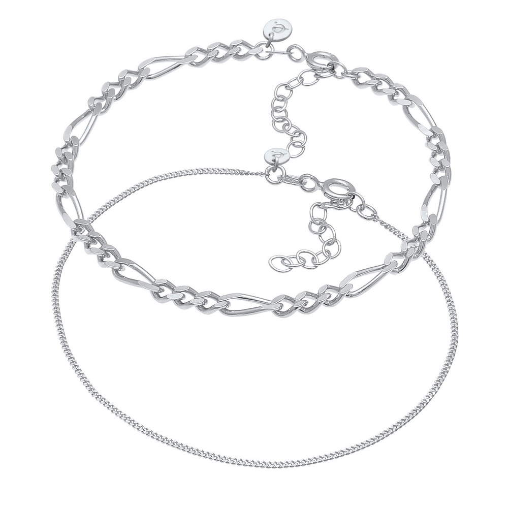 Elli PREMIUM Elli PREMIUM Bracelet Collier Figaro pour dames en chaîne de trottoir, ensemble d Bracelet